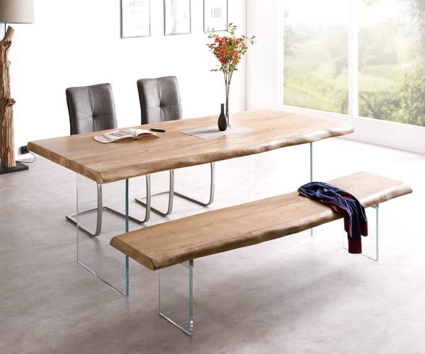 Asztallap Edge 200x100 cm XL akác természetes Live-Edge - Image 5