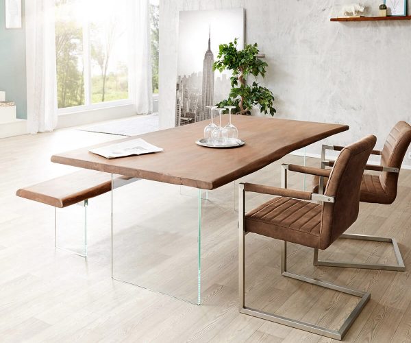 Asztallap Edge 200x100 cm akác barna Live-Edge - Image 5