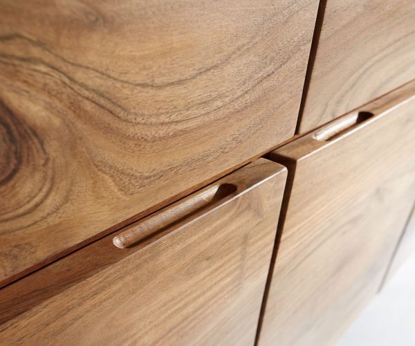 Komód Live-Edge 147 cm akác természetes 3 ajtós 3 fiókos - Image 5