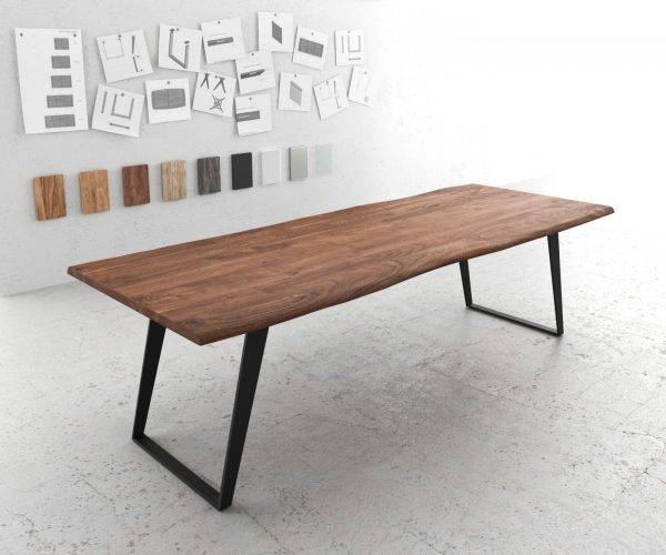 Jídelní stůl Edge 260x100 Acacia Brown Metal Sloping Live-Edge