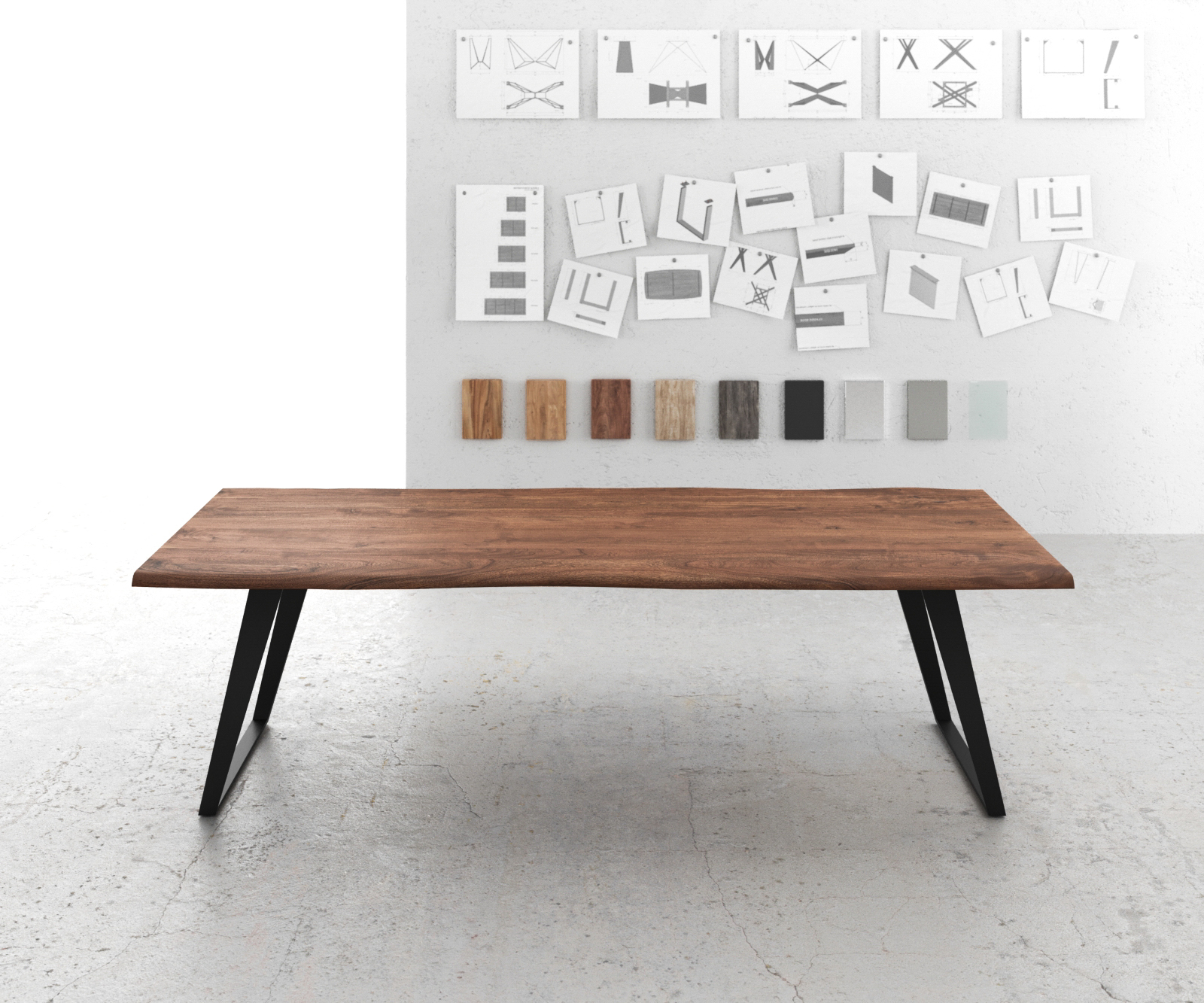 Jídelní stůl Edge 260x100 Acacia Brown Metal Sloping Live-Edge - Image 2