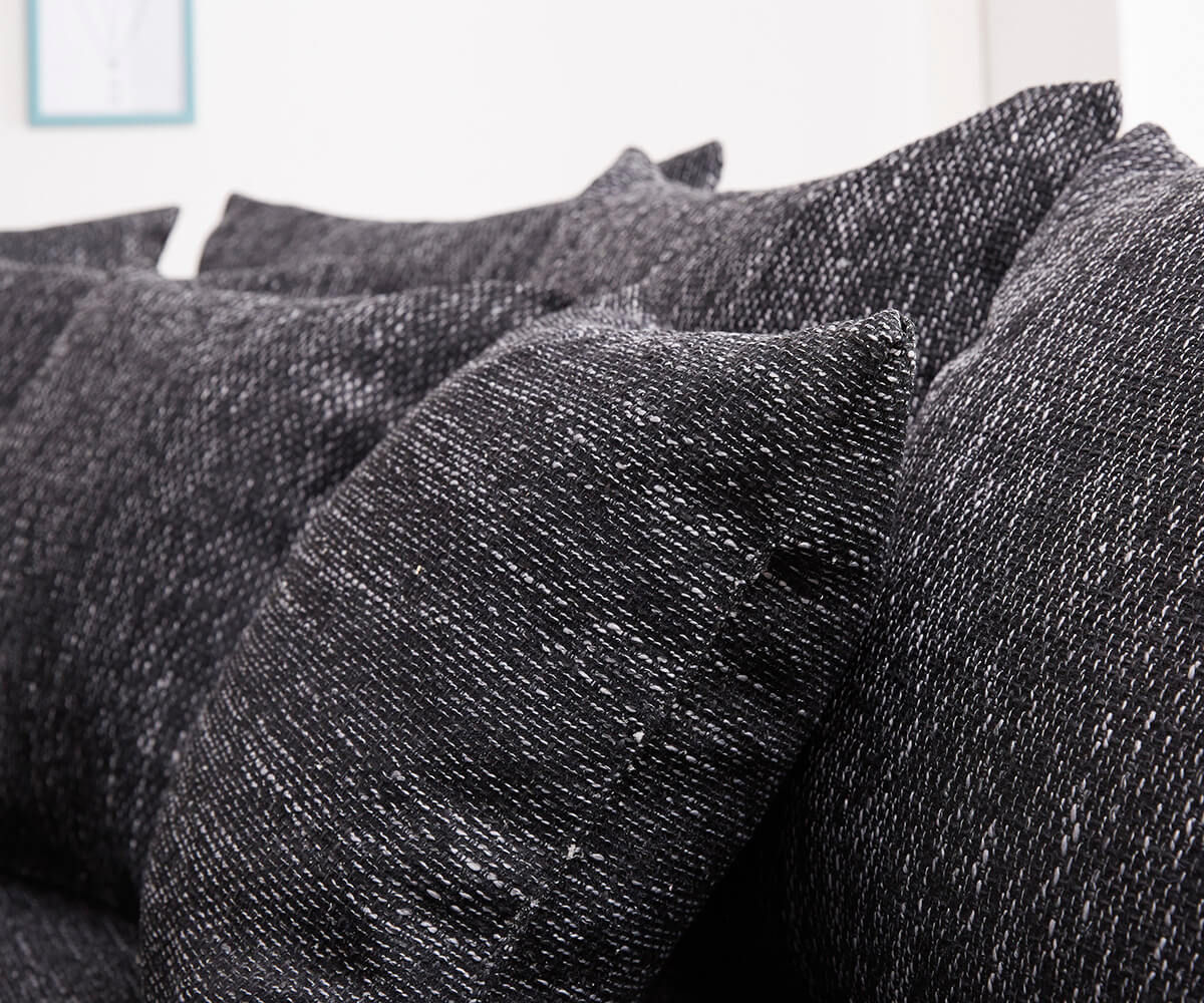 Rohová sedací souprava Clovis Černá Textured Fabric s područkou Otoman Pravý - Image 4