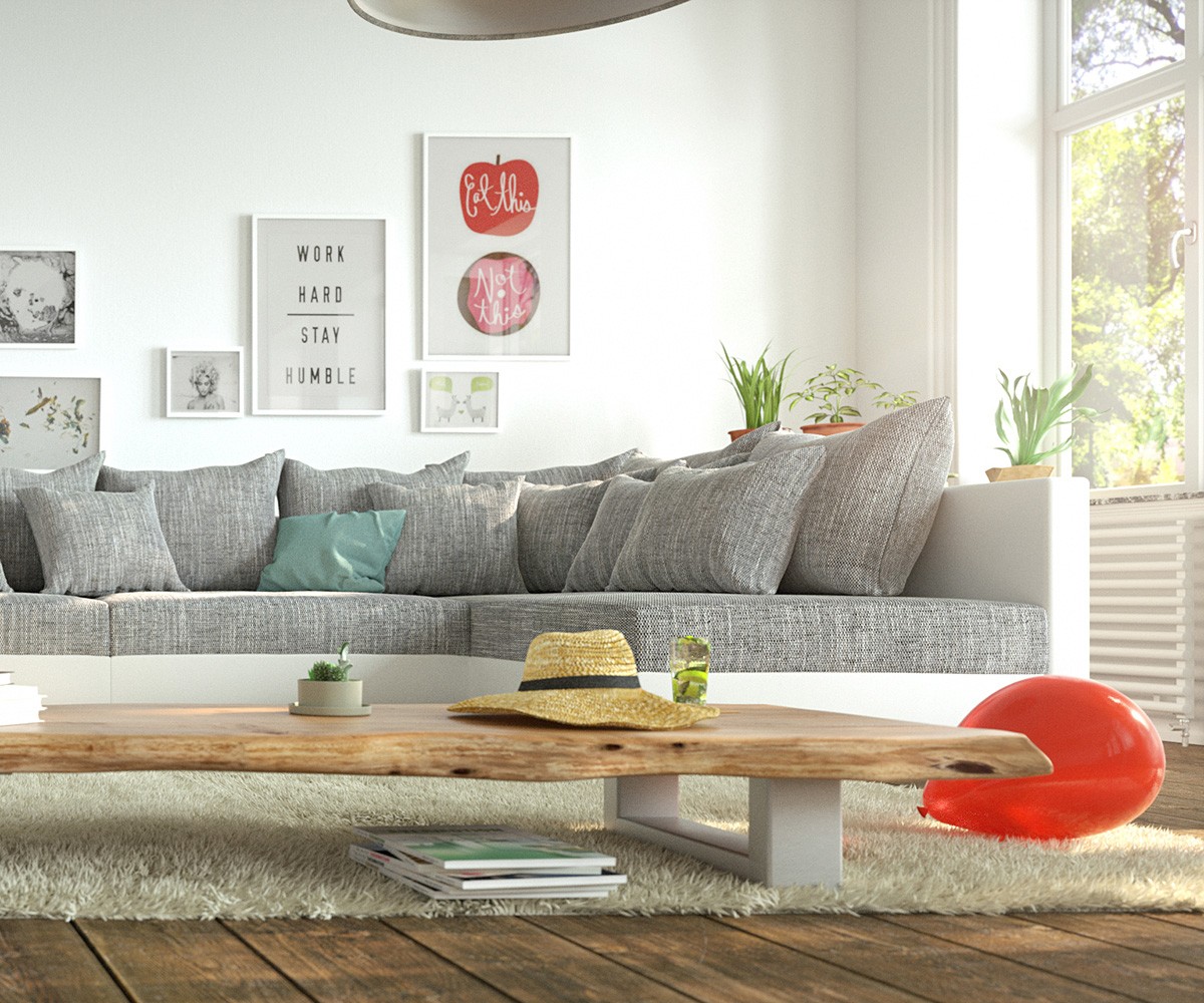 "U alakú kanapé Clovis XL fehér világosszürke puff karfás moduláris" - Image 4