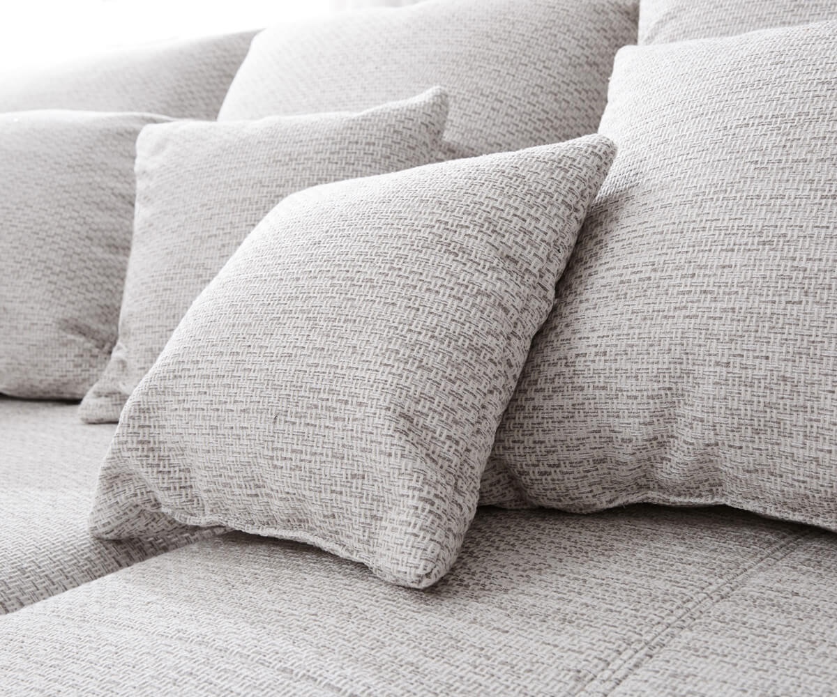 Velká pohovka Violetta 310x135 cm světle šedá krémová s podnožkou - Image 5