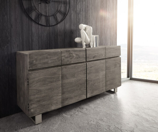 Komód Live-Edge 172 cm akác platina 4 ajtós 4 fiókos