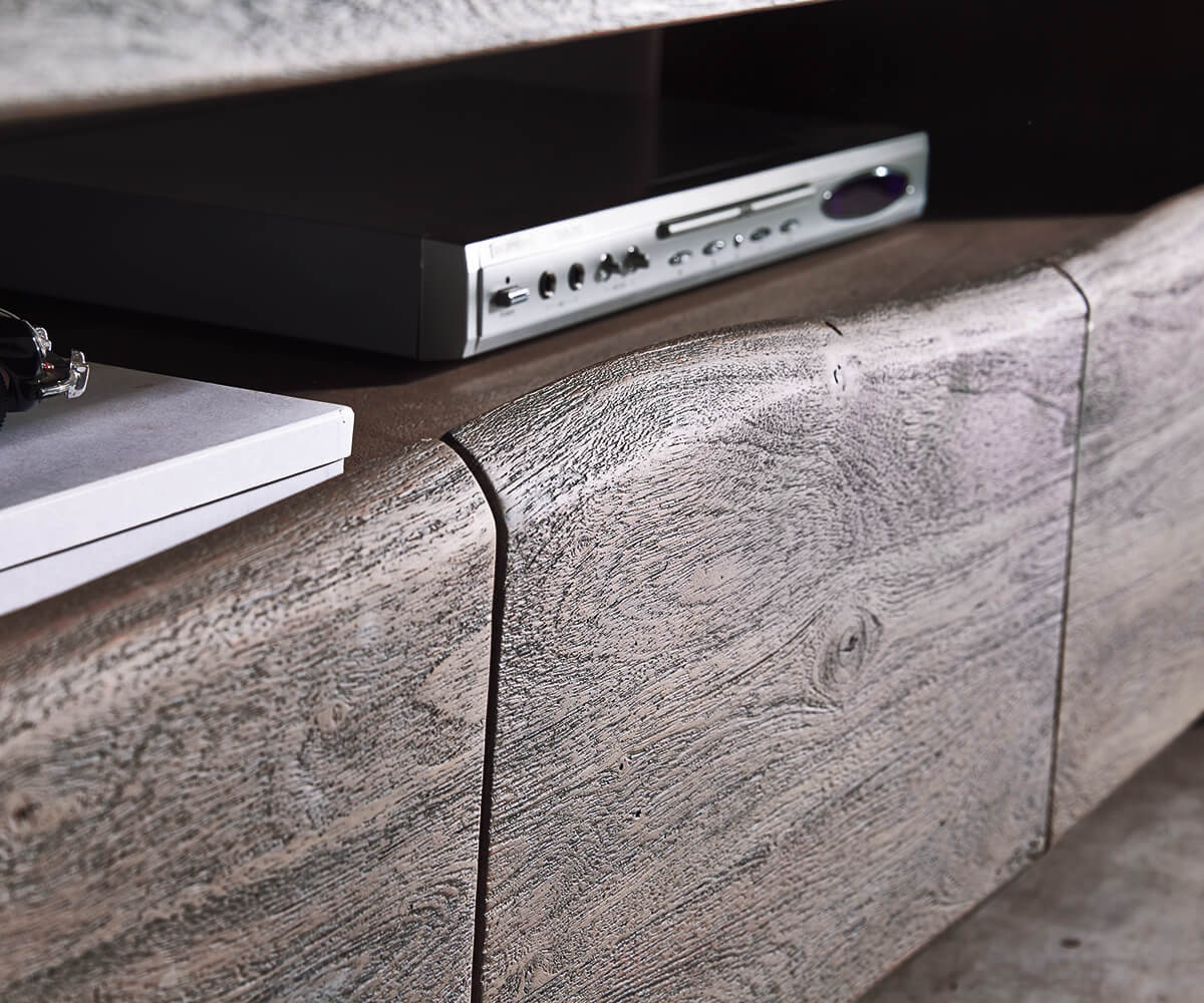 TV szekrény Live-Edge 230 cm akác platina masszív 4 fiók - Image 4