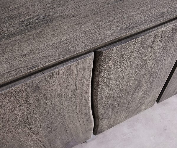 Komód Live-Edge 220 cm akác platina masszív 6 ajtós - Image 4