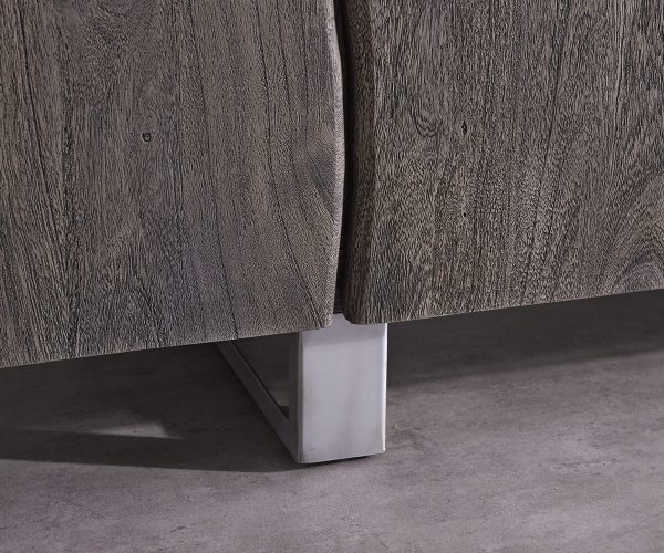 Komód Live-Edge 220 cm akác platina masszív 6 ajtós - Image 5