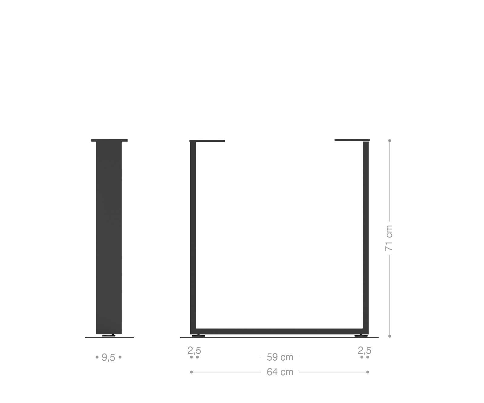 Láb rozsdamentes acél keskeny 2 darabos szett - Image 4