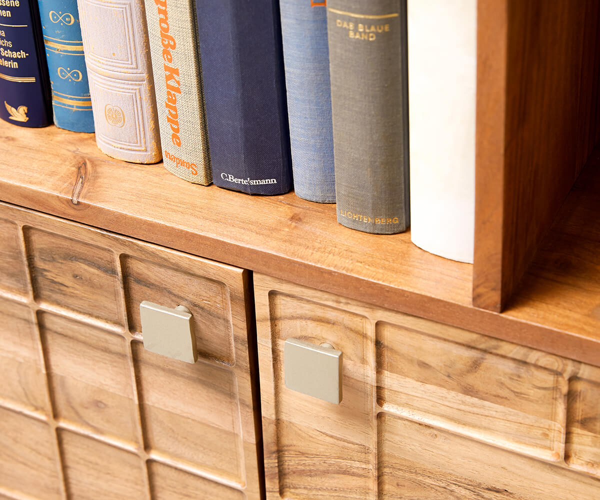 Designer-szekrény Stonegrace 88 cm akác természetes 3D 2 ajtós - Image 6