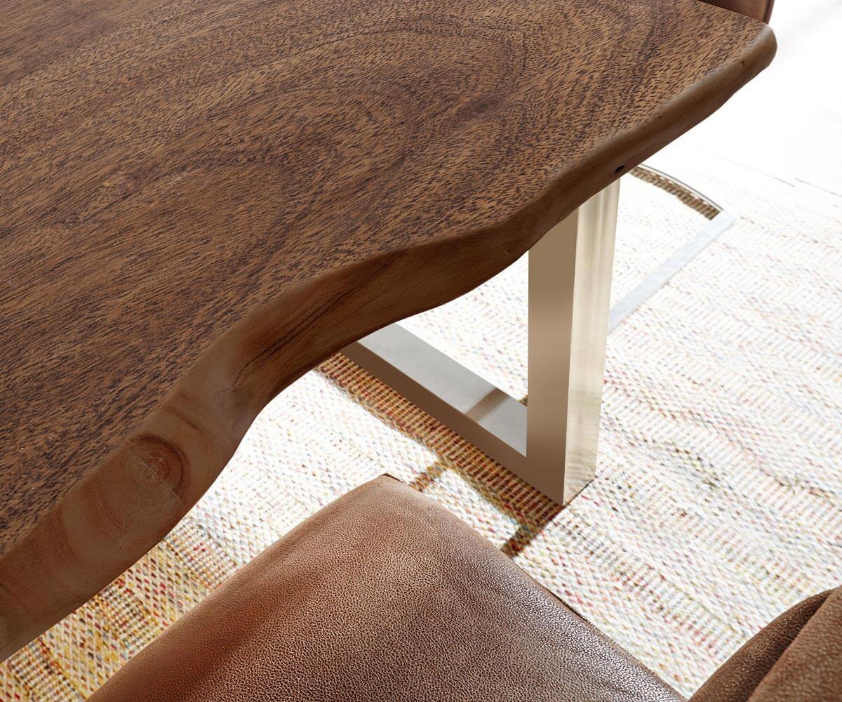 Étkezőasztal Edge 180x90 XL akác barna rozsdamentes acél széles Live-Edge - Image 6