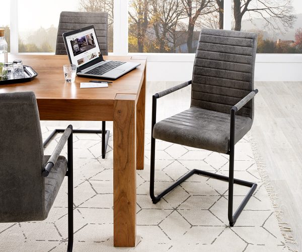 Jídelní židle Daan šedý vintage černý kovová podnož