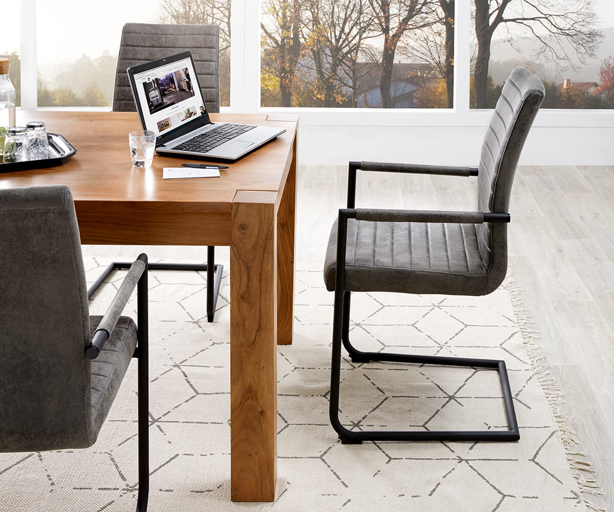 Jídelní židle Daan šedý vintage černý kovová podnož - Image 3