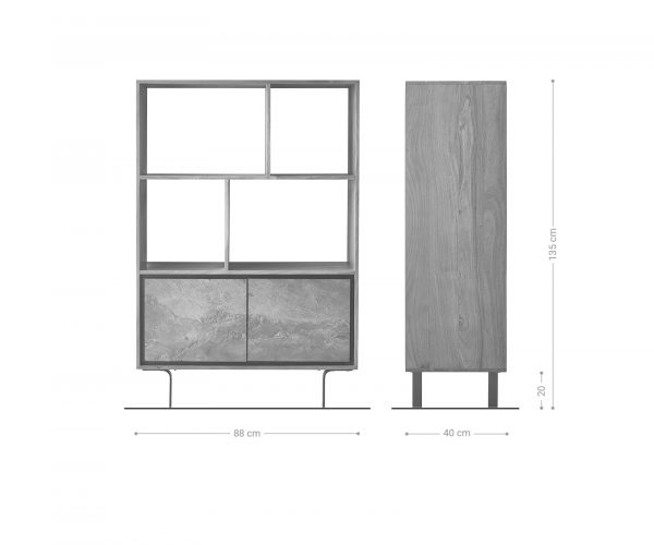 Szekrény Juwelo 88x135 cm akác természetes kőfurnérrel - Image 9