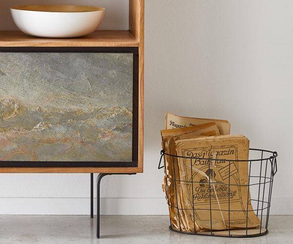 Szekrény Juwelo 88x135 cm akác természetes kőfurnérrel - Image 7