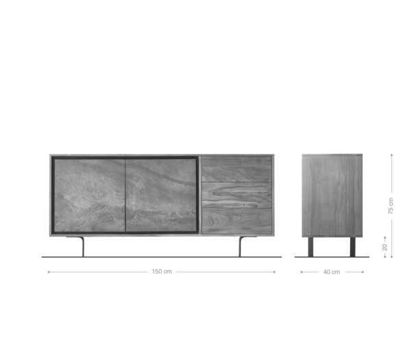 Komód Juwelo 150 cm akác természetes kőfurnérrel - Image 8