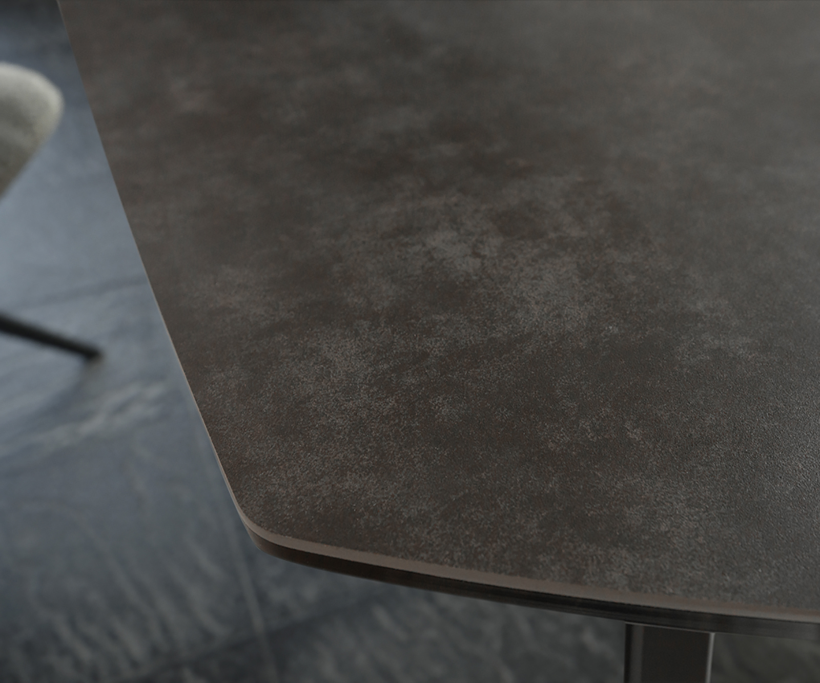 Étkezőasztal Carlow 130/200x95 cm kerámia szürke fém kihúzható - Image 6