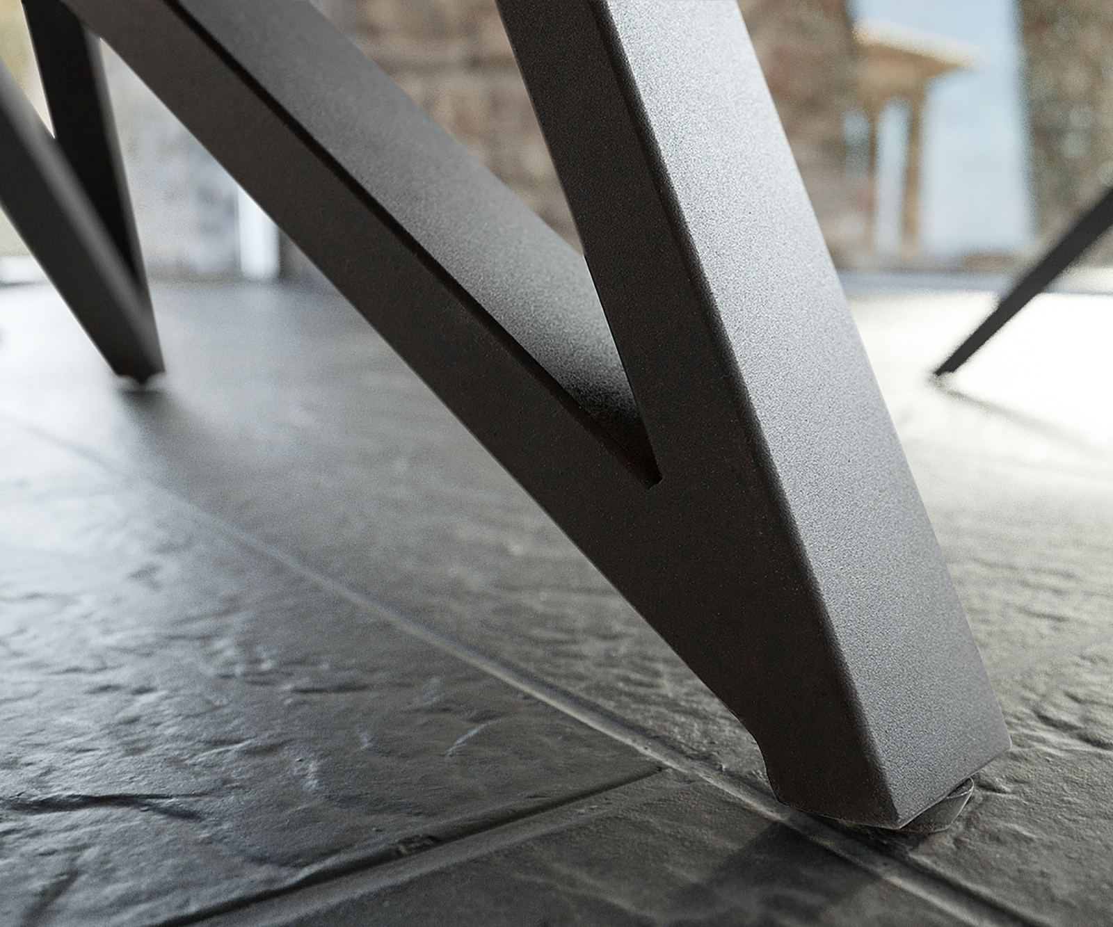 Étkezőasztal Carlow 130/200x95 cm kerámia szürke fém kihúzható - Image 7