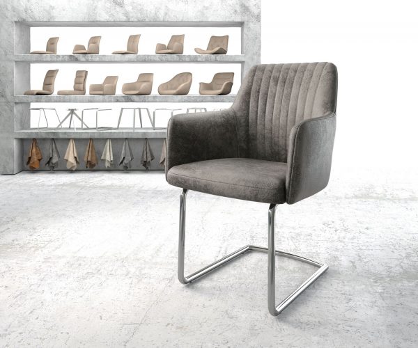 Křeslo Greg-Flex Šedá Vintage Cantilever Round chromované