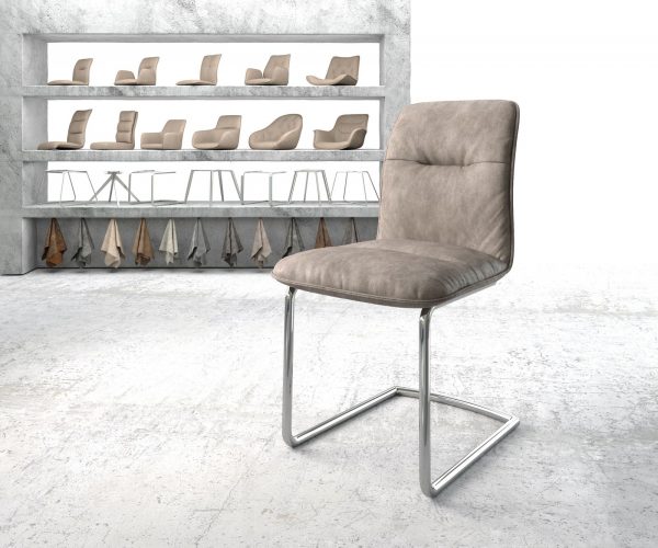 Jídelní židle Vinjo-Flex Taupe Vintage Cantilever Round chromovaná