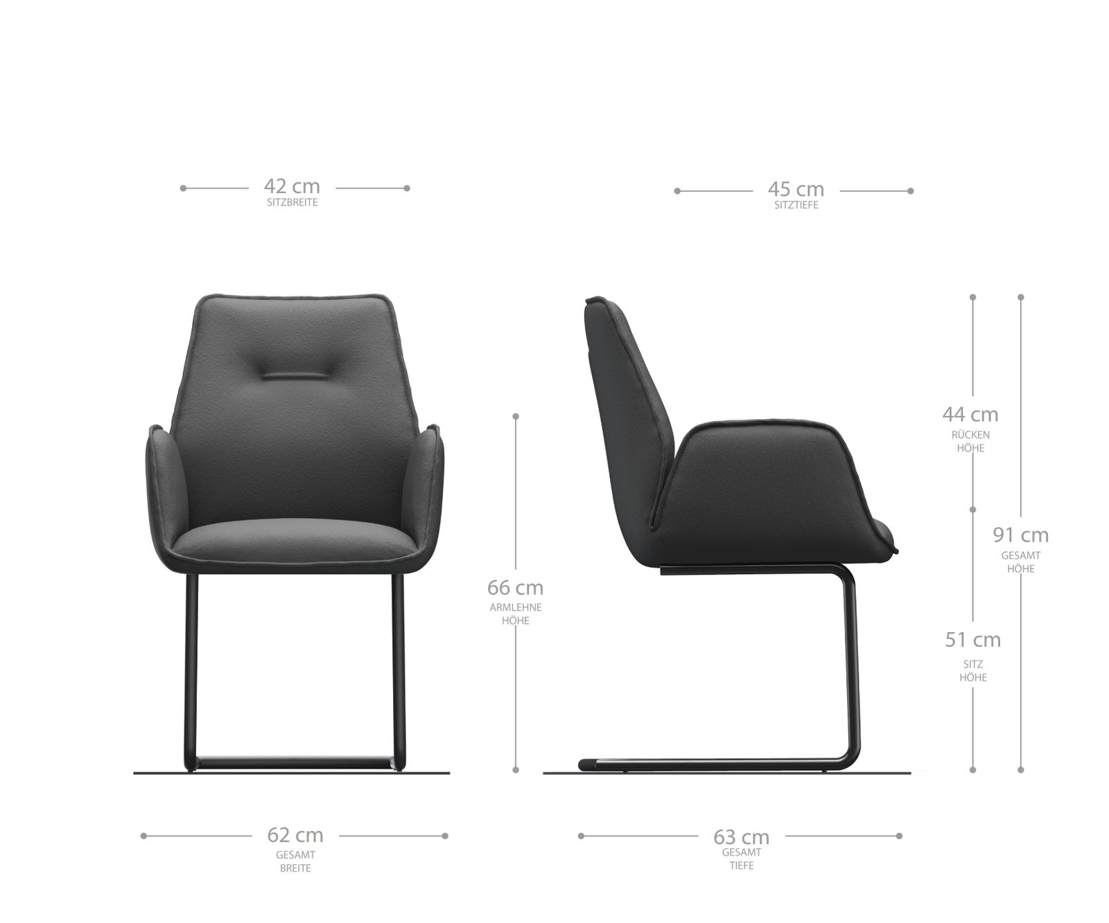 Křeslo Zoa-Flex Anthracite Vintage Cantilever Round chromované - Image 5