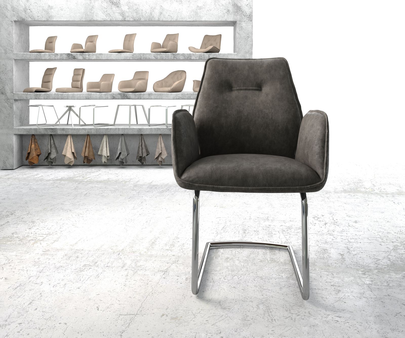 Křeslo Zoa-Flex Anthracite Vintage Cantilever Round chromované - Image 2