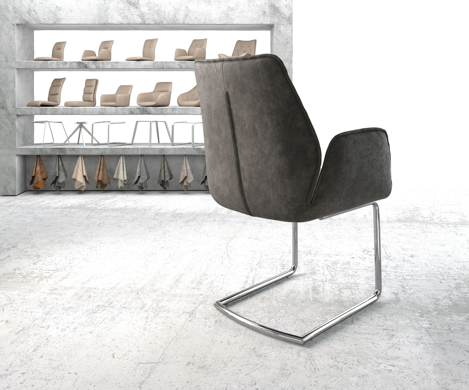 Křeslo Zoa-Flex Anthracite Vintage Cantilever Round chromované - Image 3