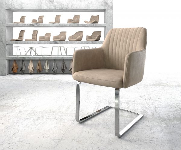 Křeslo Greg-Flex Béžová Vintage Cantilever Flat Chrome-plated