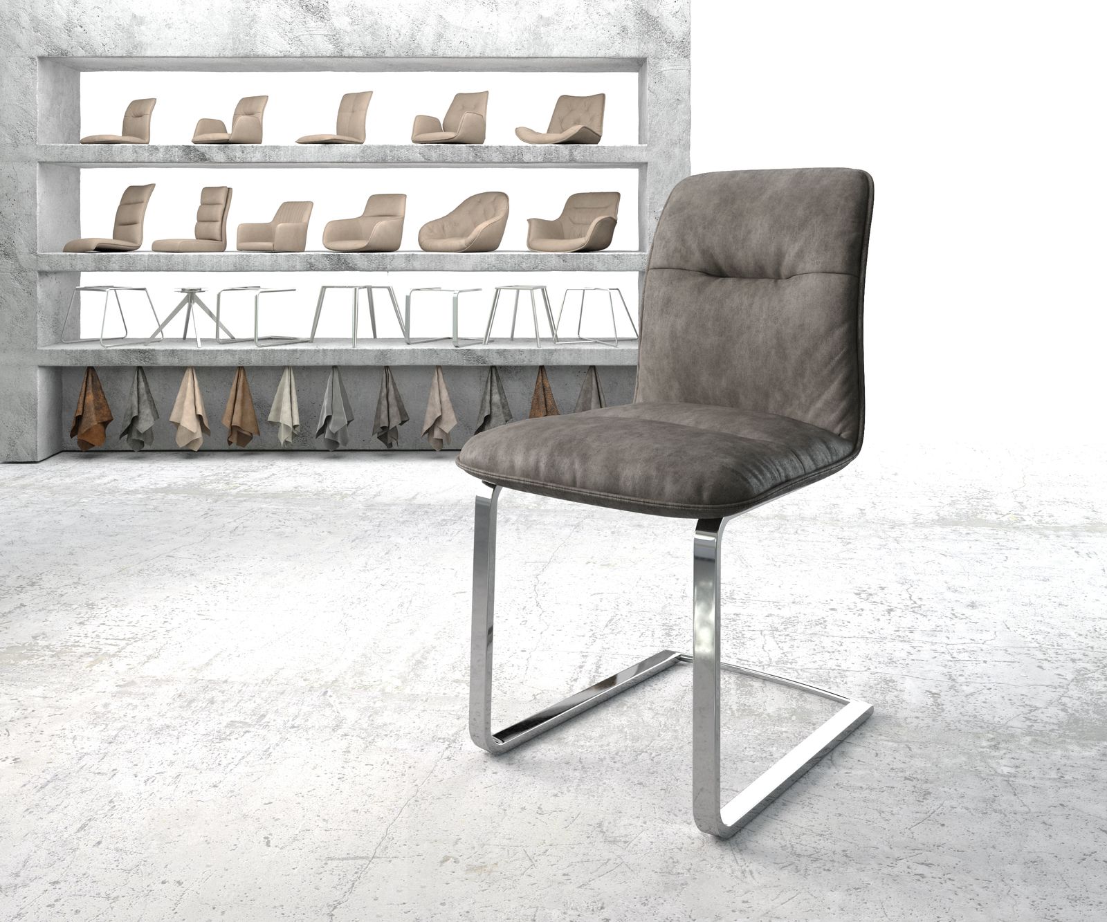 Jídelní židle Vinjo-Flex Anthracite Vintage Cantilever Flat Chrome-plated