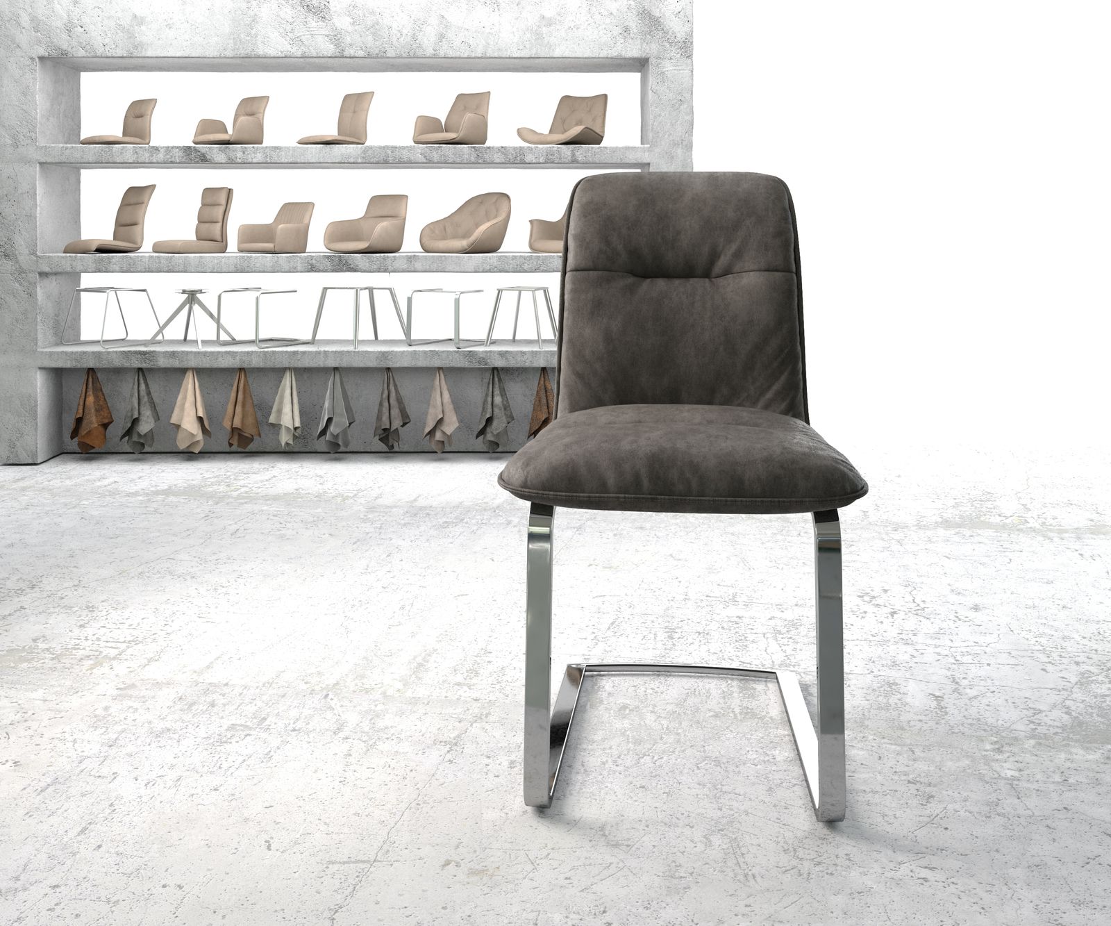 Jídelní židle Vinjo-Flex Anthracite Vintage Cantilever Flat Chrome-plated - Image 2