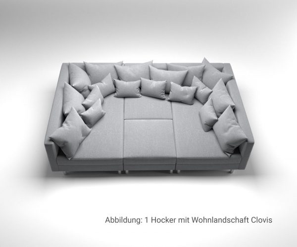 Puff Clovis szürke B98 x T83 szürke modul lapos szövet - Image 7