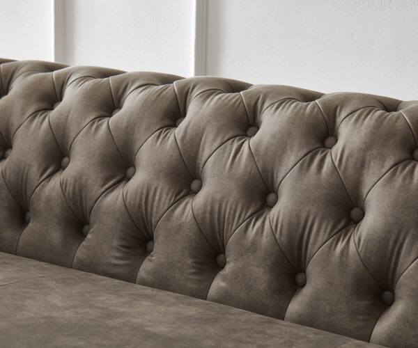 Kanapé Chesterfield 3 személyes 200x88 cm vintage taupe kanapé - Image 4