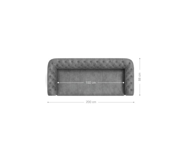 Kanapé Chesterfield 3 személyes 200x88 cm vintage taupe kanapé - Image 7