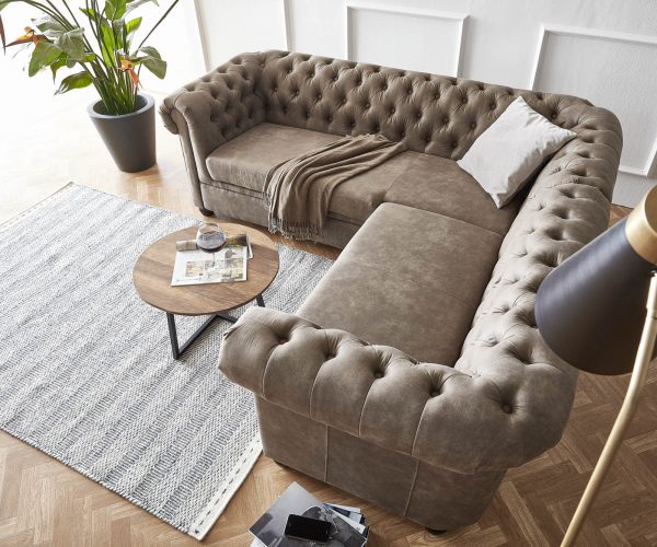 Sarokkanapé Chesterfield 209x200 cm taupe steppelt - Image 2
