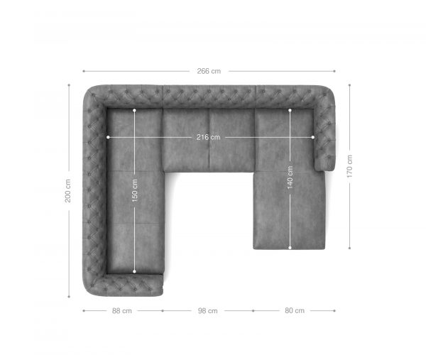 Pohovka ve tvaru "U" Chesterfield 266x88 cm hnědá prošívané lenoška pravá - Image 8
