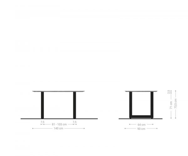 Étkezőasztal Edge 200x100 akác természetes rozsdamentes acél széles svájci él - Image 6