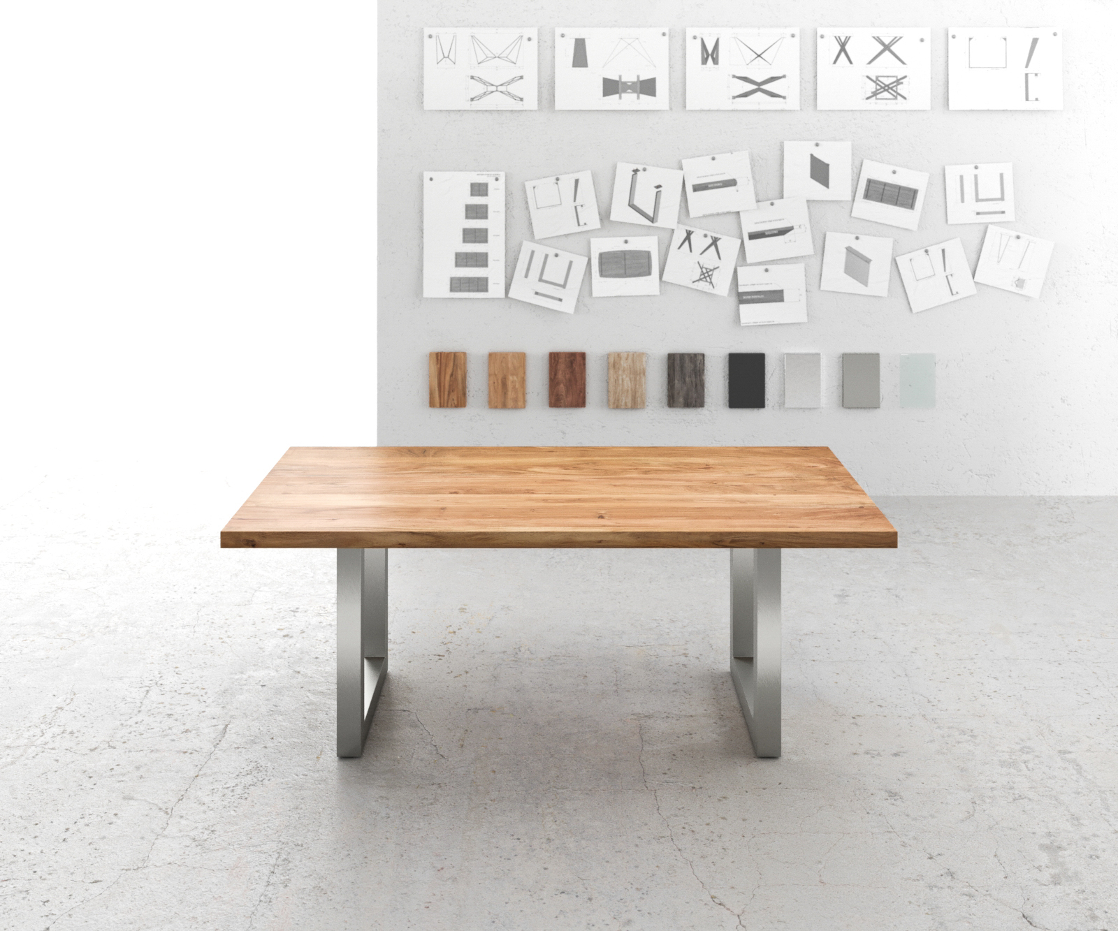 Jídelní stůl Edge 200x100 XL akácie přírodní nerezová ocel široká - Image 2