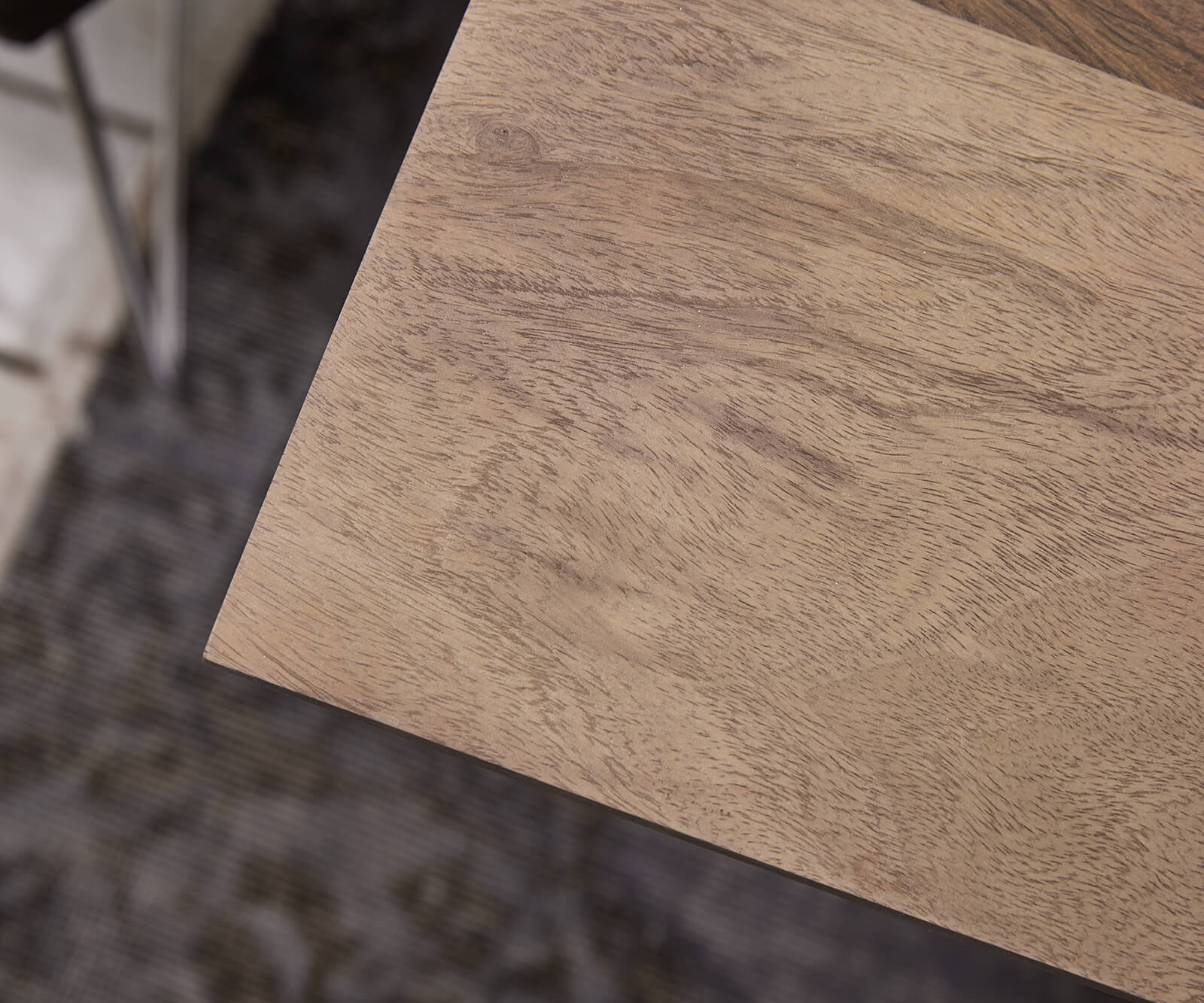 Jídelní stůl Edge 200x100 sheesham přírodní nerezová ocel úzká švýcarská hrana - Image 9
