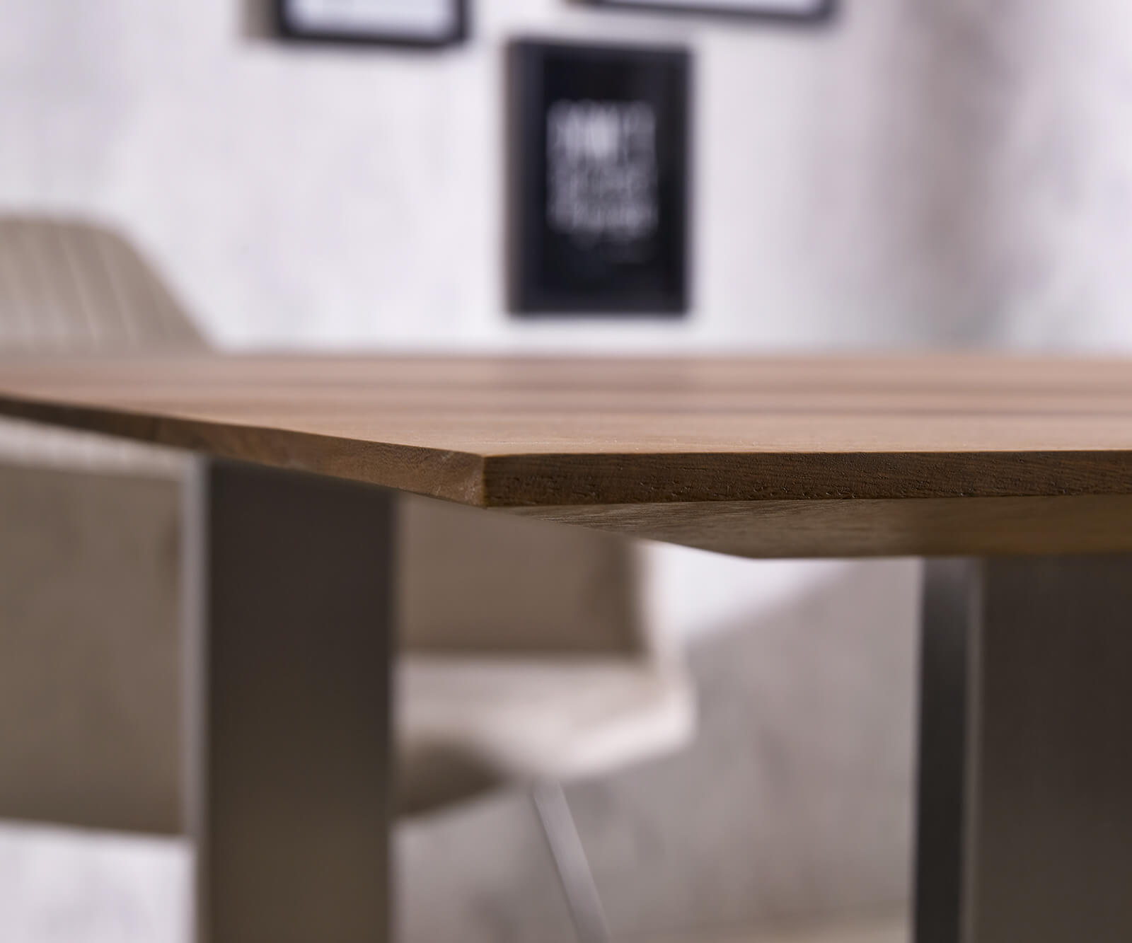 Jídelní stůl Edge 200x100 sheesham přírodní nerezová ocel úzká švýcarská hrana - Image 5