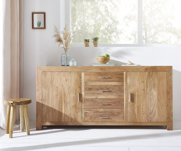 Komoda Indra 170 cm akácie přírodní 4 zásuvky 2 dvířka