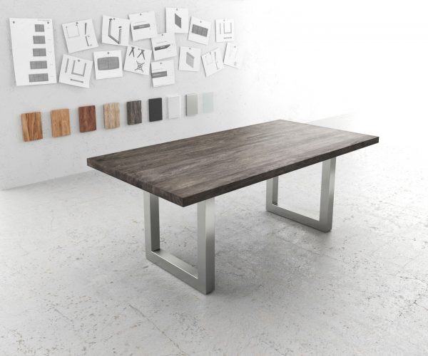 Jídelní stůl 200x100 XL Akácie Platinum Nerezová Ocel Wide