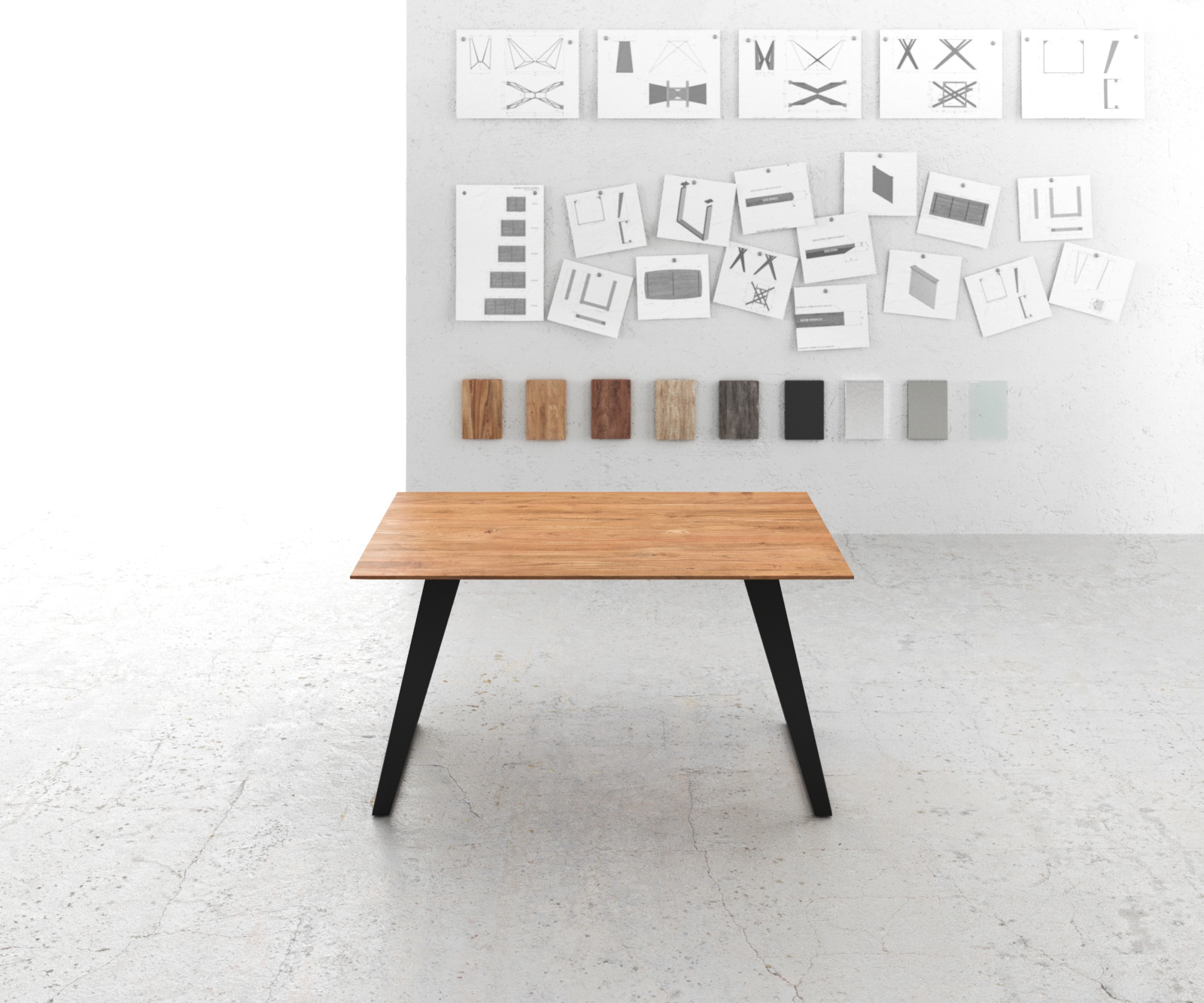 Étkezőasztal Edge 140x90 akác természetes fém ferde svájci él - Image 2