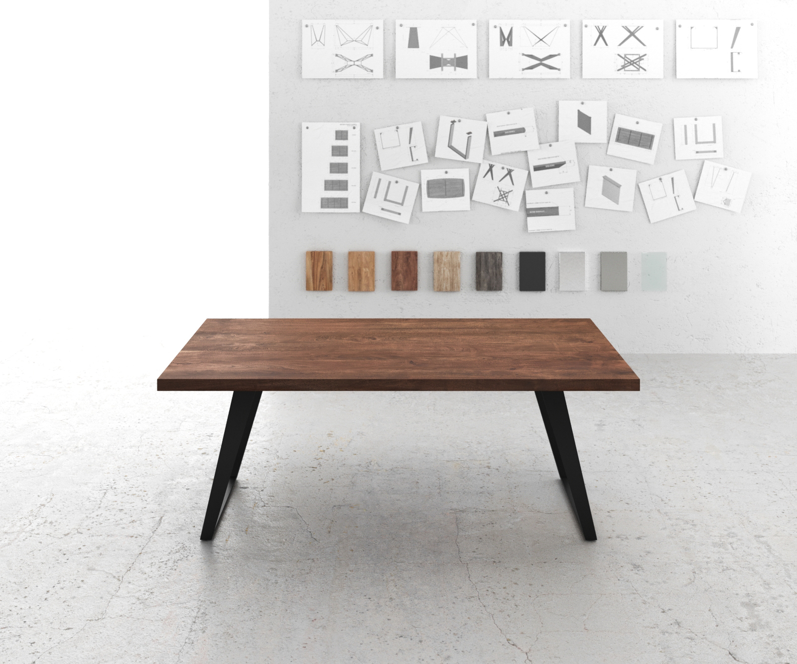 Étkezőasztal Edge 200x100 XL akác barna fém ferde - Image 2