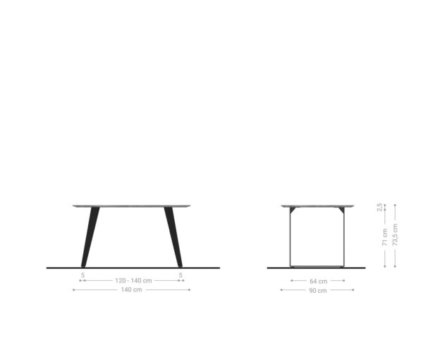 Étkezőasztal Edge 140x90 akác természetes rozsdamentes acél ferde svájci él - Image 6