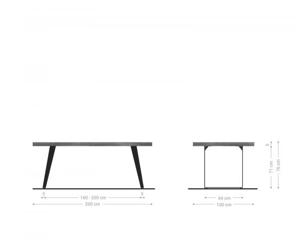 Étkezőasztal Edge 200x100 XL akác barna rozsdamentes acél ferde - Image 6