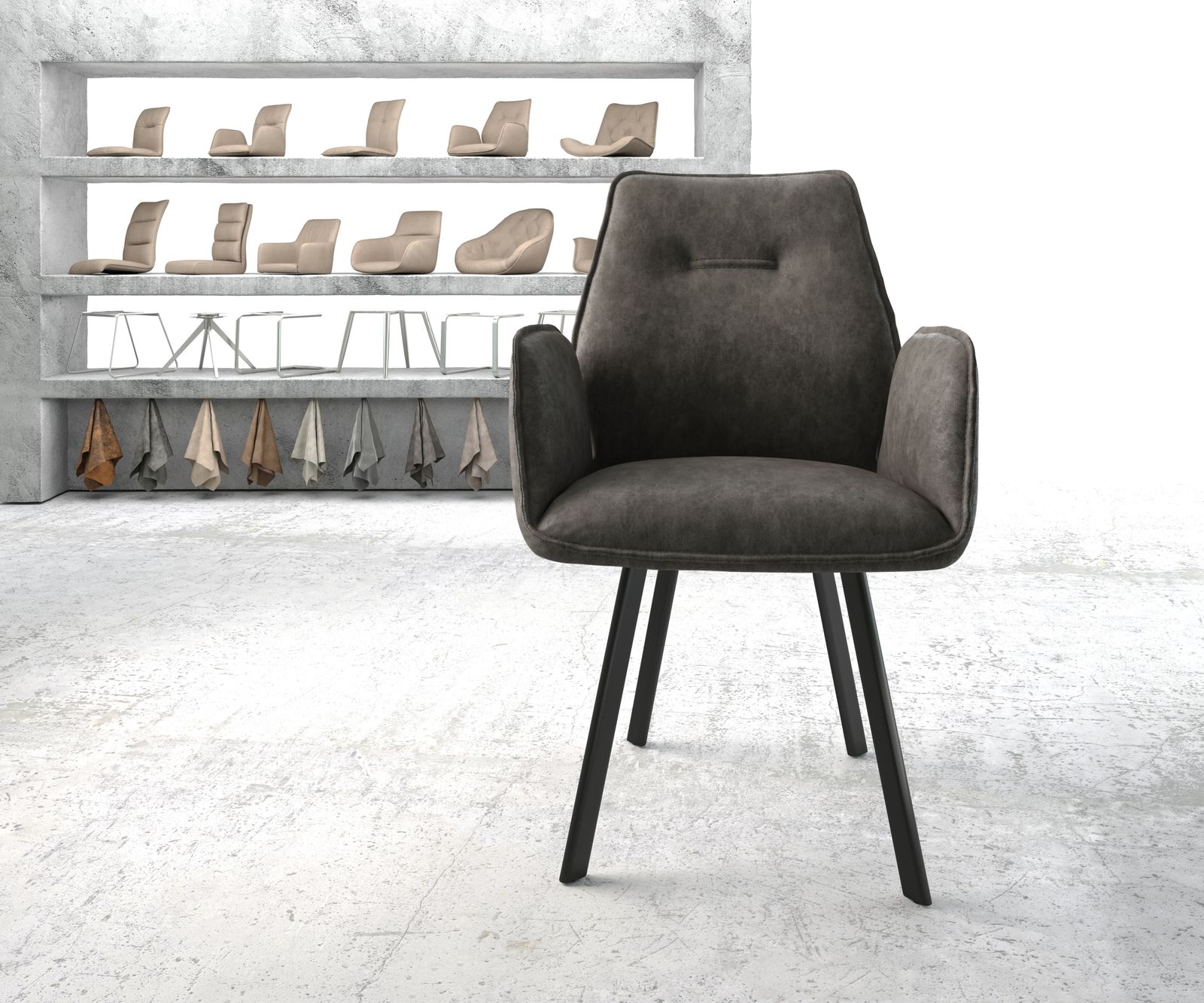 Křeslo Zoa-Flex Anthracite Vintage 4-nohé oválné Černé - Image 2