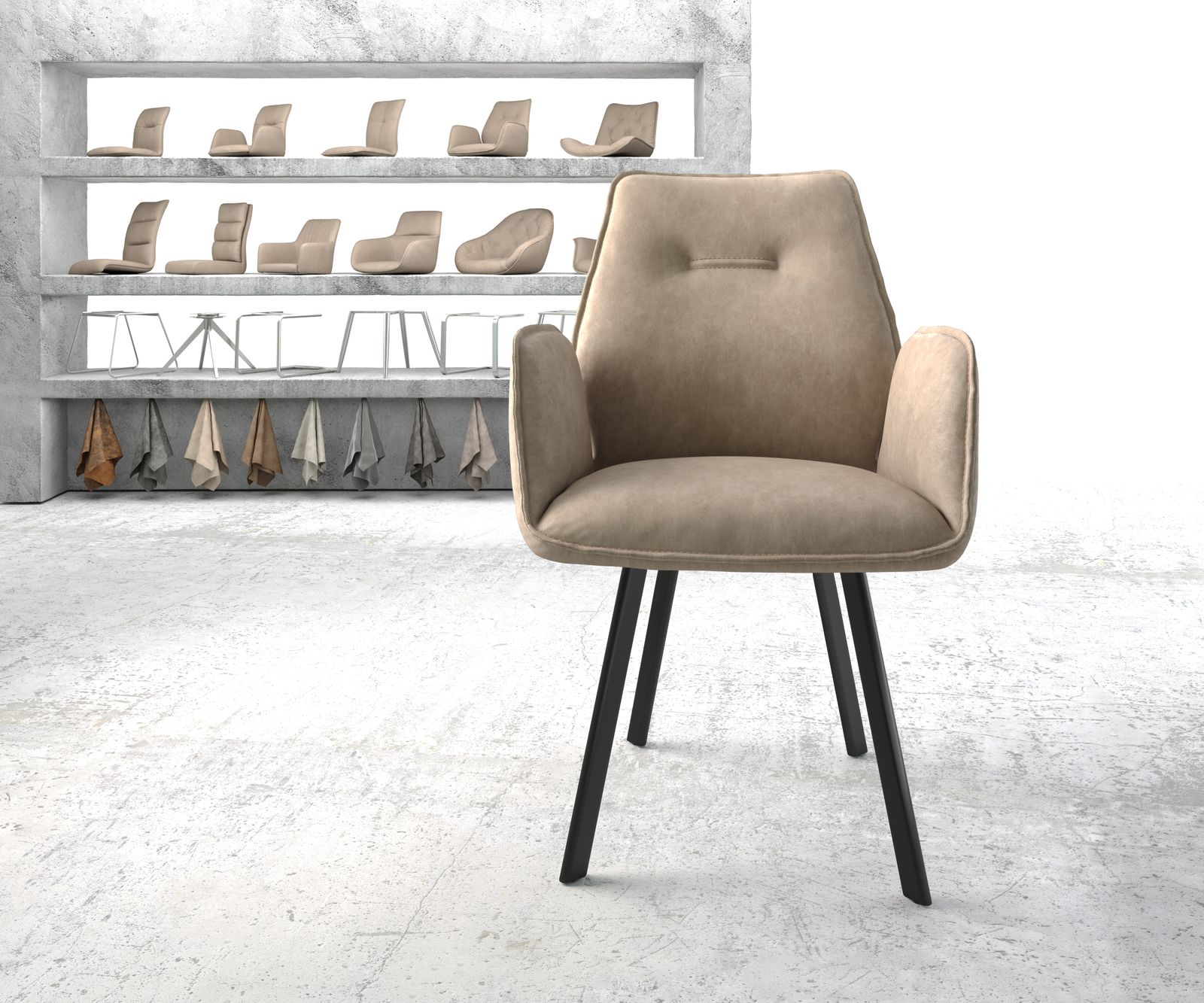 Křeslo Zoa-Flex Béžová Vintage 4-nohé oválné Černé - Image 2