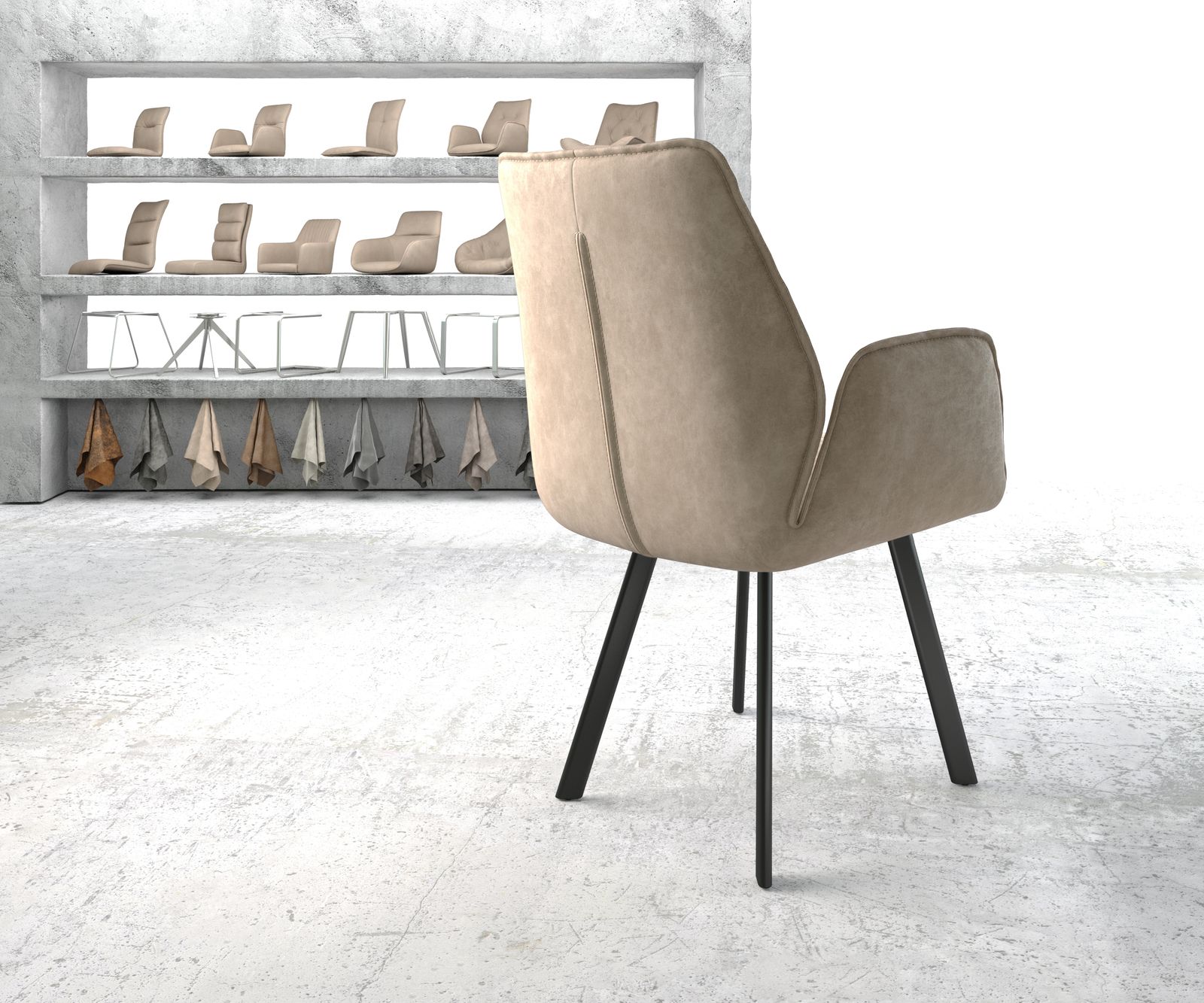 Křeslo Zoa-Flex Béžová Vintage 4-nohé oválné Černé - Image 3