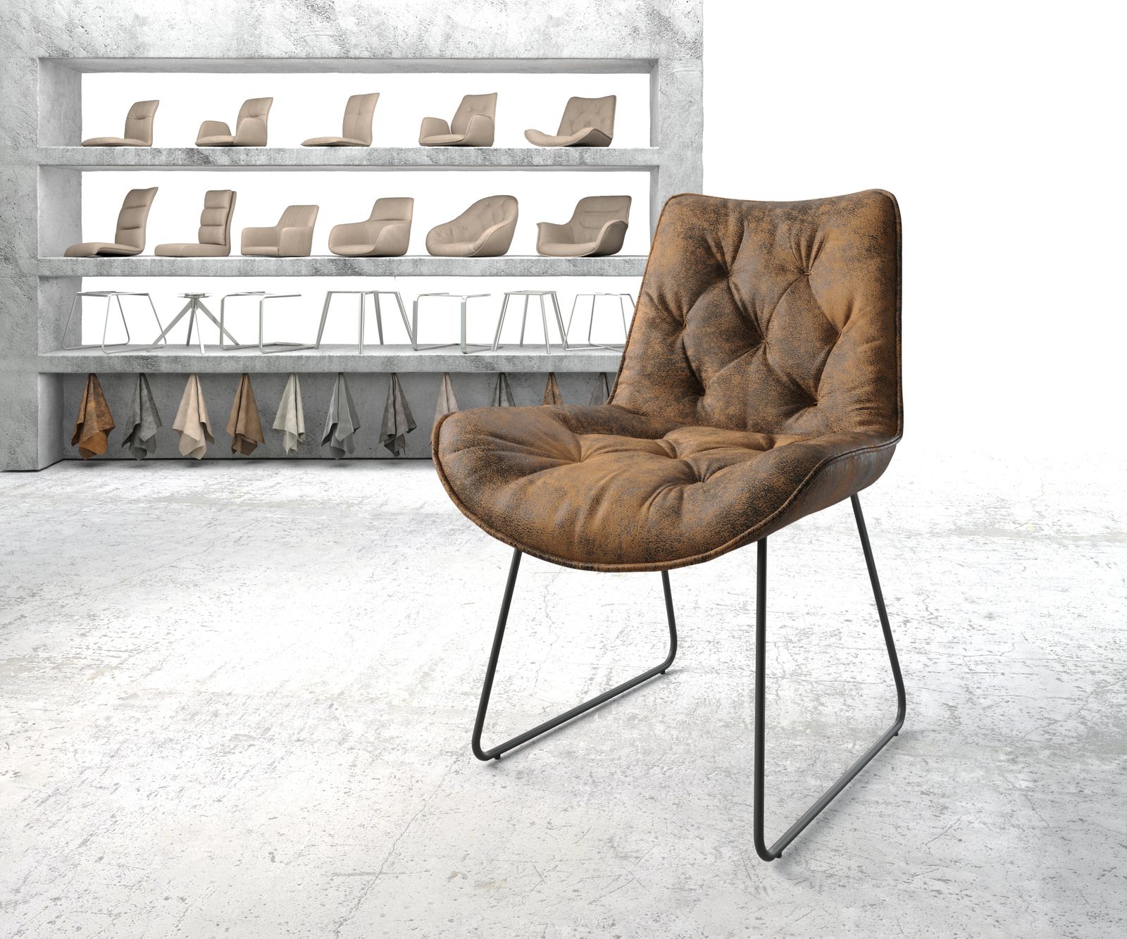 Jídelní židle Taimi-Flex Hnědá Vintage Skid Rám Černá