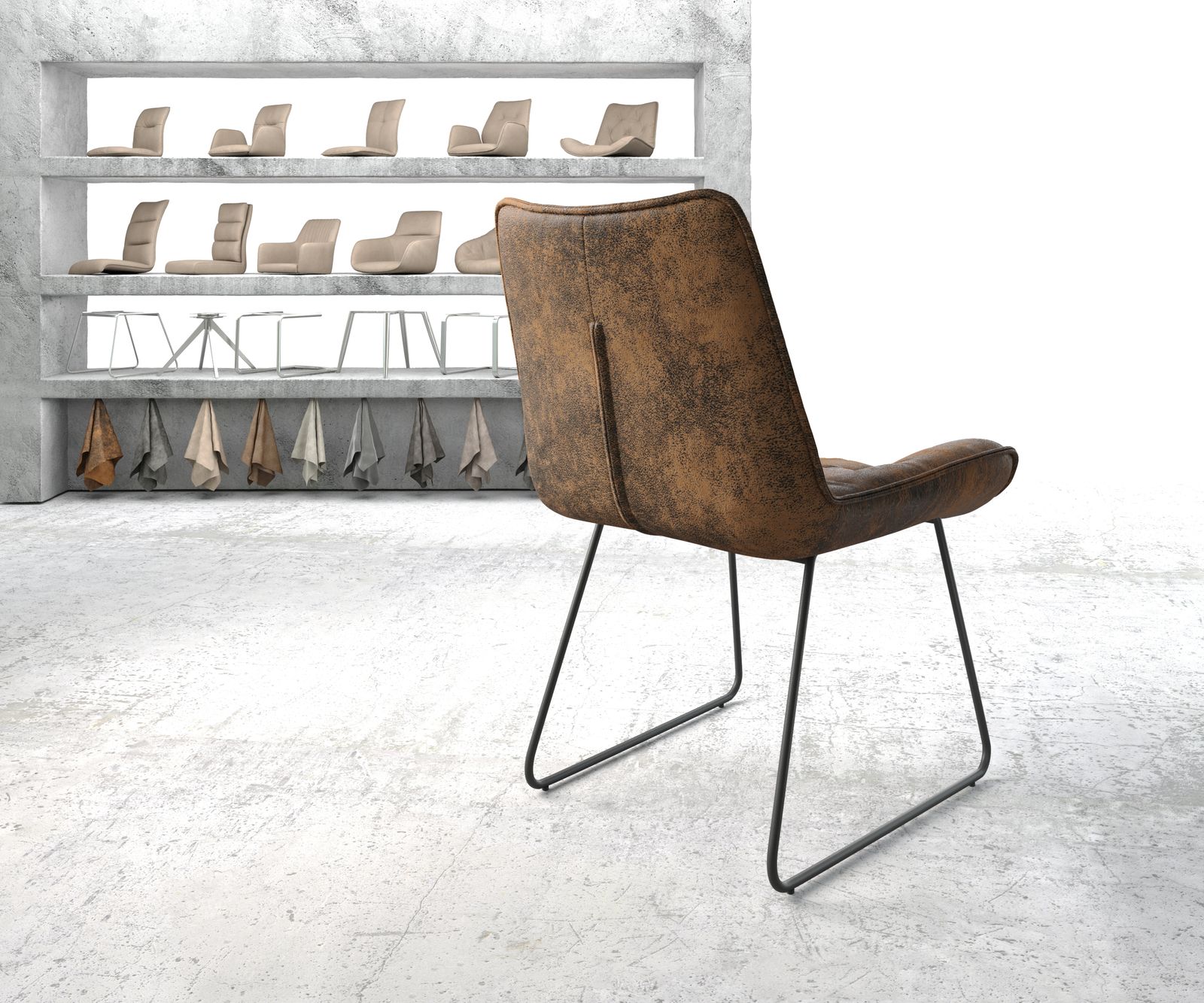 Jídelní židle Taimi-Flex Hnědá Vintage Skid Rám Černá - Image 3